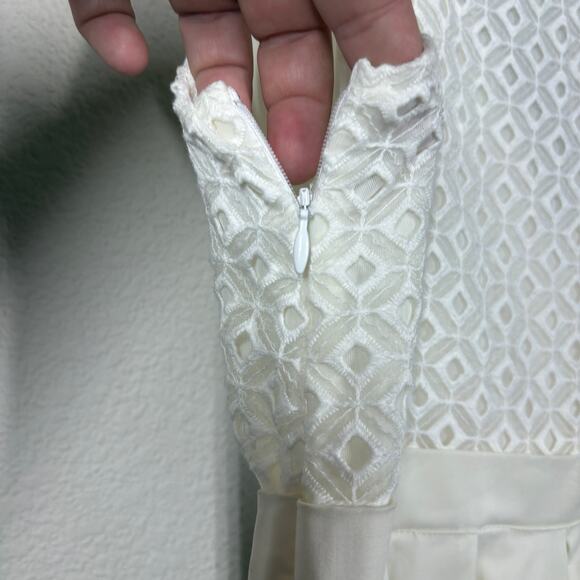 Collette Dinnigan Anthropologie Size 6 Pleated Trellis Fit & Flare Dress White - Picture 10 of 14